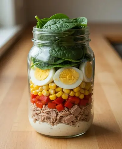 Tuna, corn and red pepper