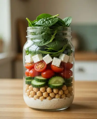 Chickpea, cucumber and feta