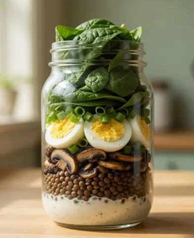 Lentil, spinach and egg